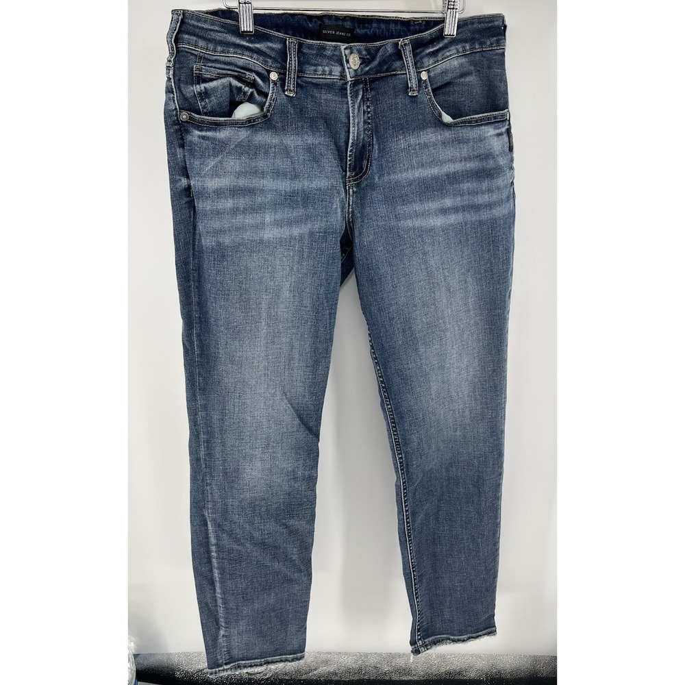 Silver Co. Boyfriend Jeans Women 33x29 Blue Denim Stretch Medium Wash